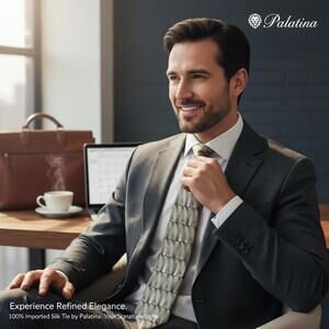 Palatina 100% Imported Silk Men's Tie with Geometric Pattern